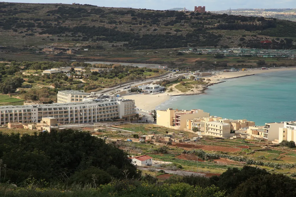 Mellieħa Bay and the Għadira wetlands from the ridge