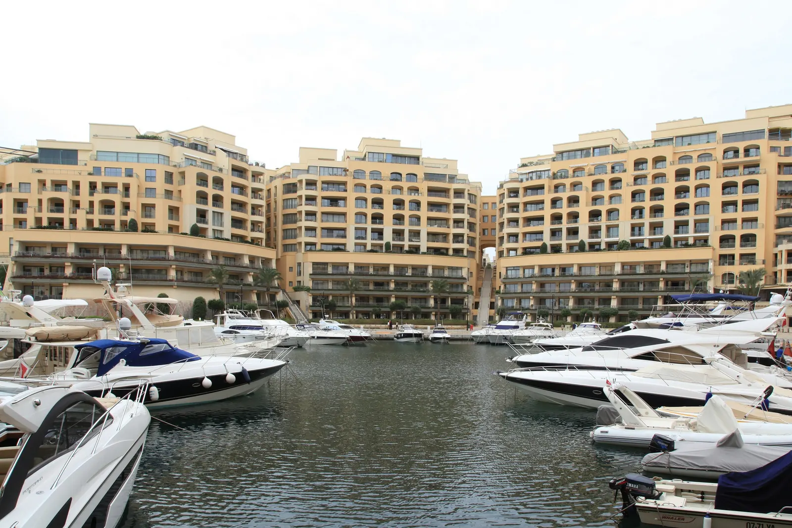 Yachts moored in Portomaso Marina