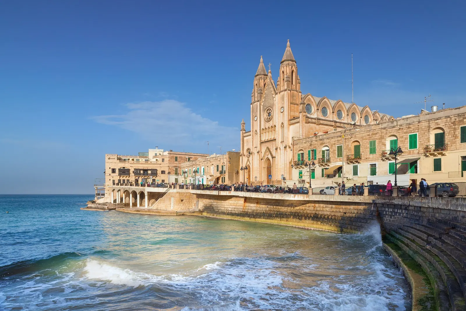 The Carmelite church above Balluta Bay