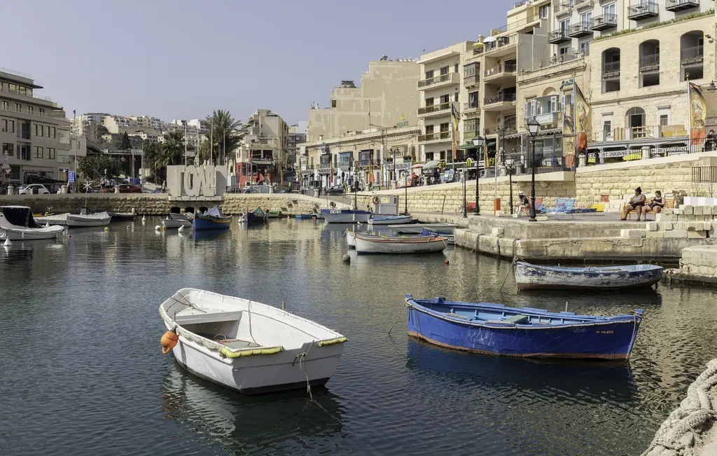 Traditional boats in Spinola Bay, St Julian's