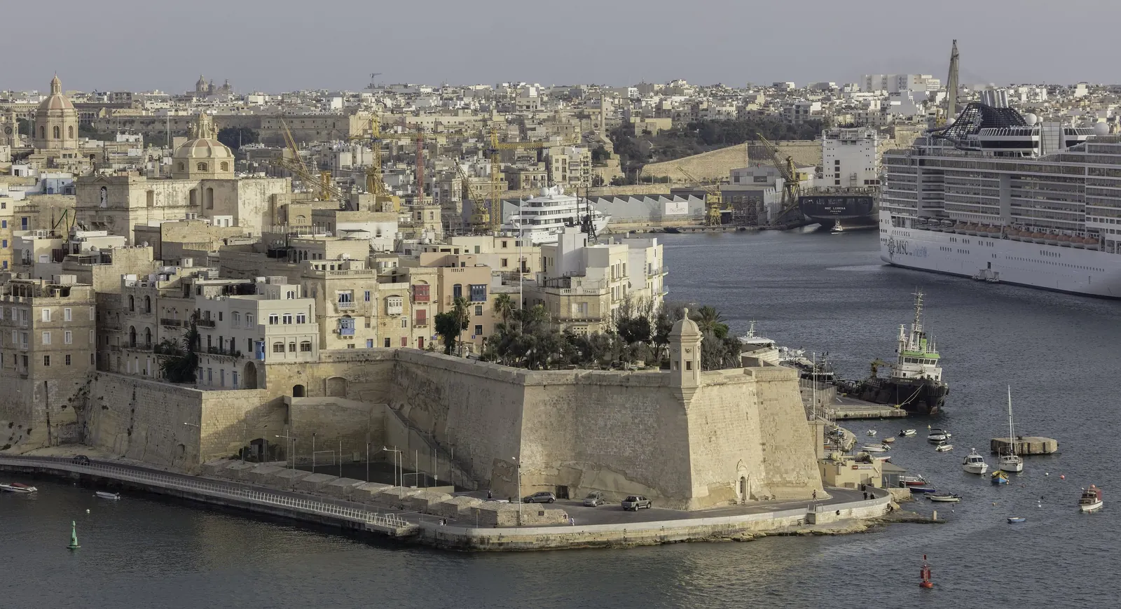 Senglea's fortifications on the Grand Harbour