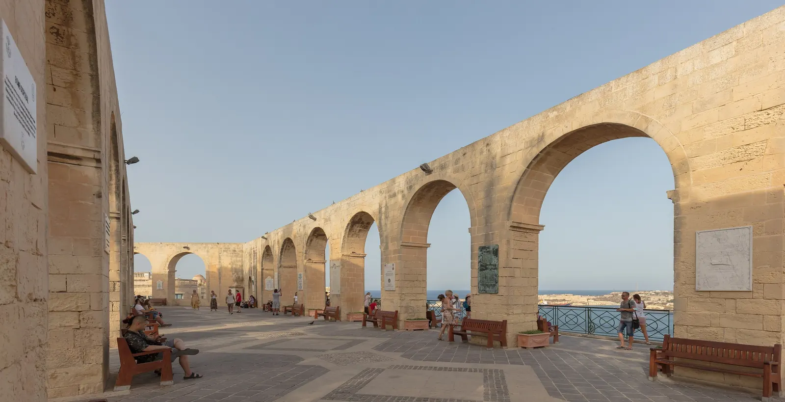 The arcades of the Upper Barrakka Gardens in Valletta