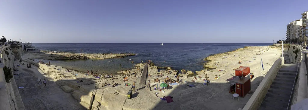Exiles beach on the Sliema seafront