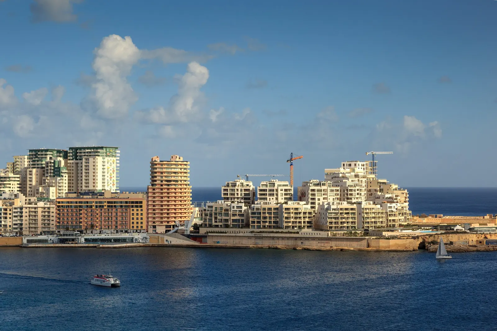 Sliema’s apartment buildings seen from Valletta