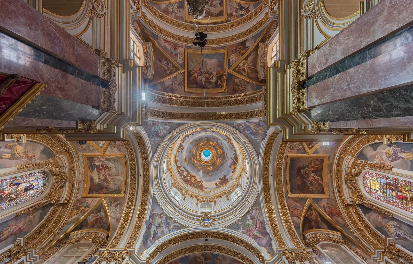 The painted ceiling of St Paul's Cathedral, Mdina