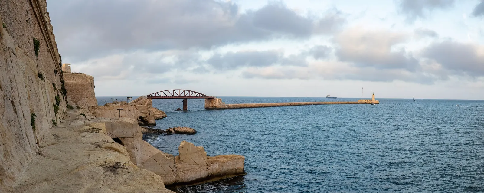 The St Elmo breakwater at the mouth of the Grand Harbour