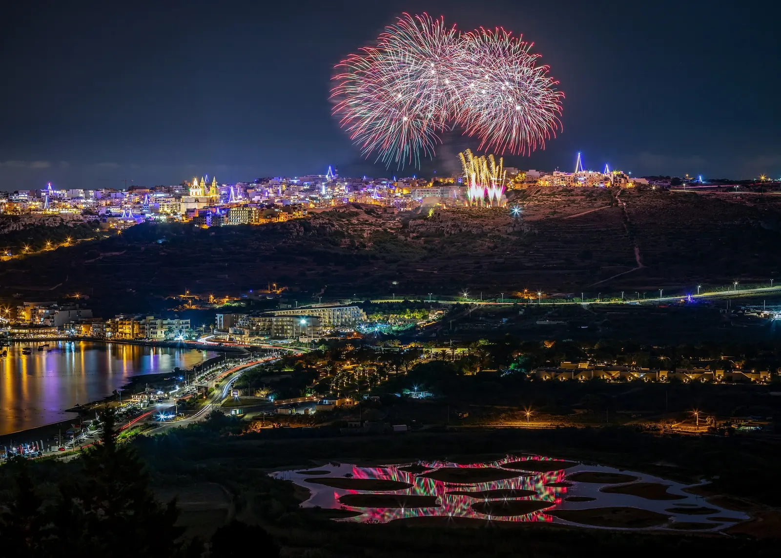 Fireworks over the Mellieħa village feast