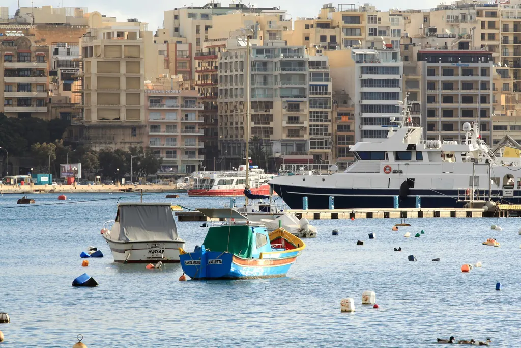 Apartments and boats along the Gżira seafront