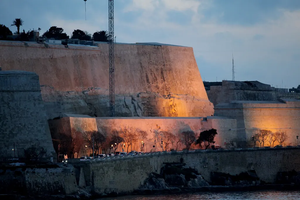 Valletta’s bastion walls seen from Tigné Point