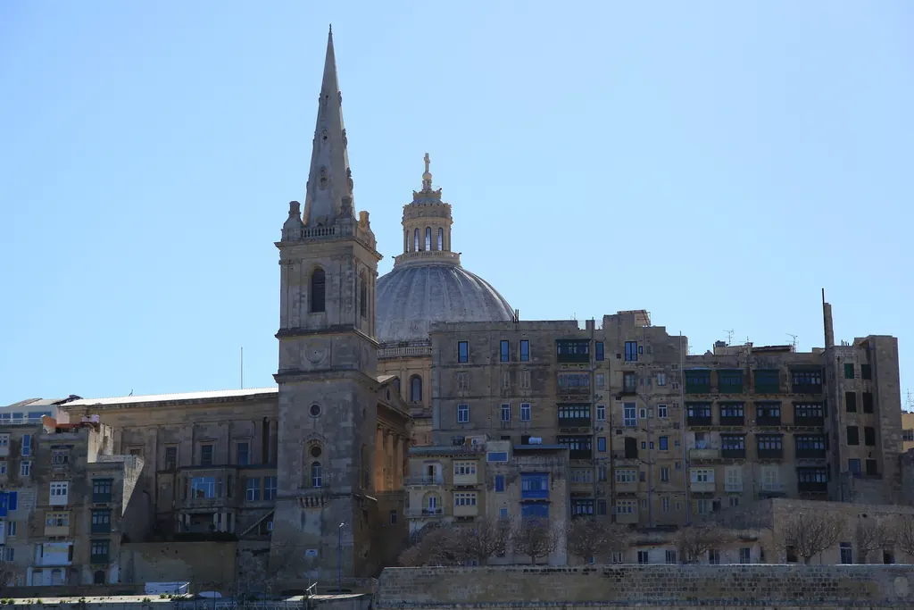 St Paul's spire and the Carmelite dome in Valletta